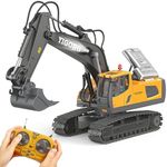 LUDILO Remote Control Excavator Toys for 4 5 6 7 8 Year Old Boys Gifts, 11CH 2400mAh 2.4GHz RC Cars Construction Toy Truck Digger Metal Shovel Sound Light, Kids Boys Toys Age 4-6 5-7 6-8 Birthday Gift