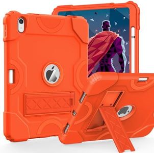 Cantis Heavy Duty Shockproof Rugged Case for iPad 10th Gen 10.9 inch 2022, Orange with Kickstand & Pencil Holder