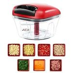 AEX Manual Food Processors Multi-Function Chopper Garlic Press Pull Vegetable Chopper Shredder hand pull food chopper Blender Suitable for Onions Gingers Peppers Fruits Mincing, Kitchen tool| 550ml