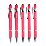 COMPOINT Slim Screen Touch Stylus, 2-in-1 Ink Ballpoint Ball Pen, and Slim Stylus for Universal Tablet SmartphoneWith built-In Clip For Easy Carrying, Pink, 5-PACK