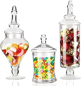 BELLE VOUS Lot Bonbonniere en Verre Transparent (Lot de 3) - Bocal a Bonbon Victorien Décoratif avec Couvercle - pour Mariage, Maison, Nourriture, Buffets, Cookies, Cuisine et Fêtes