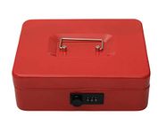 Store2508 Metal Cash Box With Number Combination Lock (Medium Red)