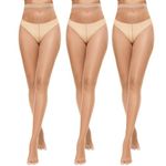 Yilanmy Toeless Tights for Women Sheer Ultra Thin Tights Control Top Toe Open Pantyhose 3 Pairs（Natural*3, S）