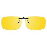 Goiteia Night Driving Clip-On Sunglasses - Lightweight Rectangle Design Over Prescription Glasses, Non-Flip Up (Yellow/60 * 40)