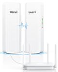 UeeVii Gigabit Wireless Bridge & WiFi 6 Router AX3000 Kit, Dualband 5.8G/2.4G 3KM Point to Point WiFi Bridge Outdoor, Waterproof, Extend Network to Outbuilding/Barn/Shop/Garage,Plug & Play,24V PoE