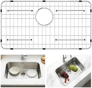 GUUKIN Sink Protectors for Kitchen Sink, 26" x 14" Stainless Steel Sink Protector with Rear Drain Hole, Sink Rack with Extra Replacement White Rubber Feet