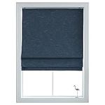 Washable Room Darkening Cordless Roman Shades for Windows, Double Tone Color Jacquard Textured Woven Roman Blind for Living Room/Nursery/Bedroom 32" W × 64" L Indigo Blue