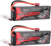 GOLDBAT LiPo Battery 5200mAh 2S 50C 7.4V RC Battery Hard Case with Deans Plug for RC Evader BX Car Losi Buggy Team Associated Truck Truggy (2 Packs)