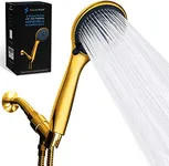 SparkPod High Pressure 3-Function Handheld Shower Head with 5 ft. Hose and Bracket - 3.75" Wide Angle Rain, Massage & Full Body Spray Modes - 1-Min Installation (Egyptian Gold)