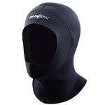 DIVESTAR Neoprene Diving Hood for Men Women,5MM Wetsuit Cap Scuba Swimming Dive Hood for Surfing Kayaking Snorkeling Canoeing Sailing Water Sports(M,Black-5mm)