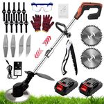 Strimmer, Garden Strimmer, Cordless Strimmer with Blades, Brush Cutter, Grass Trimmer Electric with 2PCS 2.0Ah Battery, 90° Head Rotation, Suitable For Cleaning Weeds And Lawns In Gardens