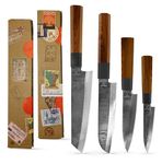 TEYZ Japanese Style Damascus Kitchen Knife Set, 67 Layer Hand Forged Kitchen Knife Sets, Kitchen Knives, High Carbon Stainless Steel Core Chef Knife Set, 4 Knives Set