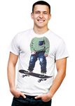 Retreez Funky Funny Skater Baby Body on Skateboard Graphic Printed Unisex Men/Boys/Women T-Shirt Tee - White - Medium