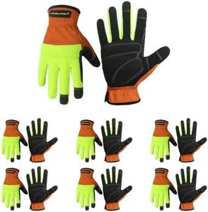 HANDLANDY Work Gloves for Men & Women, Utility Mechanic Working Gloves Touch Screen, Flexible Breathable Gardening Gloves for Yard Maintenance (X-Large, 6 Pairs)
