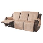 LUFEIJIASHI Non Slip Recliner Sofa Covers,Velvet Waterproof Recliner Couch Covers for 3 seat,Washable Reclining Couch Cover Furniture Protector for Dogs,Pets (Beige, 3 Seater)