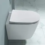 Durovin Bathrooms Ceramic Rimless Wall Hung Toilet - Short Projection - Include WC Pan with Soft Close Seat - Quick Release - 363 x 483 x 360mm (WxDxH)