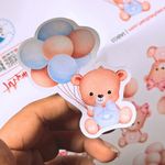 MESSKETEERS It's a Boy, Pack of 60 - Baby Shower Stickers for Gift Hampers, Scrapbooking | with Cute Teddybears Holding Baloons | Pack of 60 Stickers