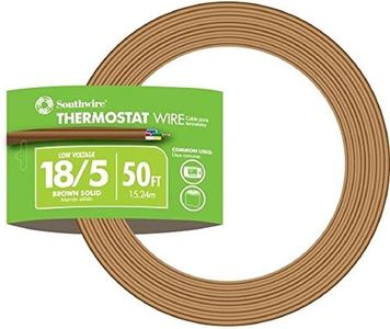 Southwire 64169622 5 Conductor 18/5 Thermostat Wire; 18-Gauge Solid Copper Class 2 Power-Limited Circuit Cable; 50-Feet; Brown