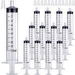 20 Pack 10ml Plastic Sterile Syringes with Storage Caps, Luer Slip Tip Syringe for Scientific Labs, Feeding Pets, Liquids Measuring Syringe Tools