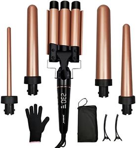 janelove Hair Curler, Curling Wand, with 3 Barrel Hair Waver, Hair Iron Set from 19 mm Curling Wand to 25mm Waver Curling Wand for Long Hair, LCD Display /180-450°F Temp Adjustment (Gold)
