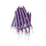 Anniversary House Pack of 12 Purple Glitter Birthday Candles with Holders, 7.5cm, Celebration Cake Decoration, Cake Candles, AHC159