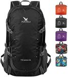 POKARLA 40L Foldable Rucksack Travel Hiking Daypack Durable Lightweight Walking Camping Folding Sports Outdoor Backpack Water Resistant Ultra Packable Carry On Bag Unisex Black