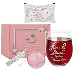 TOONGEEN Friend Birthday Gifts for Women Her, Personalised Stemless Wine Glasses Gift Sets for Friends, Ideas Friendship Presents for Women Friend, Bestie, Girls, Ladies, Female, 19 Oz