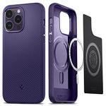 Spigen Mag Armor Magfit Back Cover Case Compatible with iPhone 14 Pro Max (TPU + Poly Carbonate | Deep Purple)