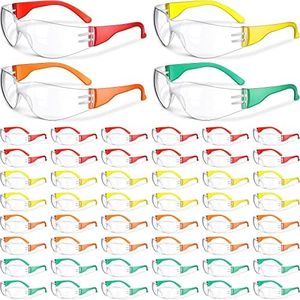 Weewooday 48 Packs Kids Safety Glasses Scratch Impact Resistant Safety Goggles Child Protective Eyewear Goggles with Lenses(Orange, Yellow, Green, Red)