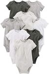 Carter's Baby 8-Pack Short Sleeve Bodysuits, White/Grey, 24M, White/Grey, 24 Months