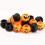 Funnlot 16PCS Halloween Candy Cauldron Black Witch Cauldron Pumpkin Candy Bucket with Handle Halloween Buckets for Kids for Halloween Party Decorations Supplies