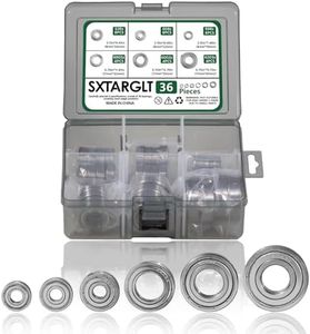 SXTARGLT Ball Bearings Kit, 698ZZ 608ZZ 628ZZ 6903ZZ 6003ZZ 6203ZZ 36 PCS Double Metal Shielded Deep Groove Bearings Kit for Wheel Skateboards Motor 3D Printing, High Carbon Steel Bearings