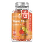 Vitamin D Gummies Kids 1000IU - Natural Orange Flavour Gummies - 4 Months Supply (120 Vitamin D3 Gummies) - One A Day - for Kids 3-12 Years - Vegetarian, Non-GMO & Gluten-Free Vitamin D for Kids