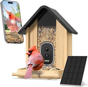 Smart Bird Feeder Camera with Solar Panel, Bamboo