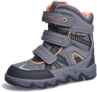 JACKSHIBO Girls Snow Boots Boys Kids Winter Boots Warm Waterproof Outdoor Boots(Toddler/Little Kid/Big Kid), 5461-greyorange, 11.5 Little Kid