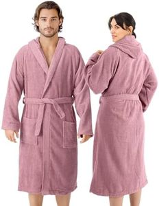 HOMELEVEL Albornoz de rizo de algodón 100%, para mujeres y hombres altrosa XXX-Large