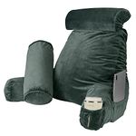 PrimeCables Multi Reading Pillow Set 3, Large Back Pillow for Bed Adult Sitting Up, Home & College Dorm Essentials Memory Foam Pillows for Girls & Boys Lounging/Gaming/Resting/Watching TV- Dark Green