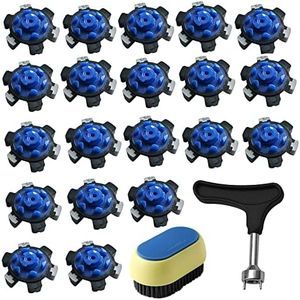 Merry Holidays Golf Shoe Spikes Replacement Kit 20 Count Spike and Wrench Shoe Brush Grey Blue