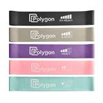 Polygon Resistance Loop Exercise Bands, Workout Flexbands for Physical Therapy, Rehab, Stretching, Home Fitness and More. Natural Latex Elastic Fitness Bands for Men & Women (Set of 5)