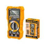 INGCO Digital Multimeter, 2000 Counts | LCD with Backlight | Low Battery Indication Multimeter for Measures AC/DC Voltage, DC Current, Resistance, Battery and Diode Test