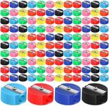 Glenmal 120 Pieces Pencil Sharpeners Bulk Valentine's Day Gifts for Kids, Mini Plastic Handheld Sharpener, Colorful Round Manual Sharpener for Classroom Back to School Donation Supplies Party Favors