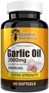 Sunshine Naturals Garlic Oil Odorless Extra Strength 2000 mg Dietary Supplement – 60 Softgels