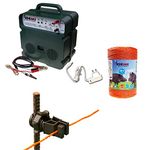 Electric Fence Kit with 1 Dual Power Electric Fence 12 V/220 V + 1 Wire 500 MT 6 Mm² + 100 Pieces Isolators for Iron Posts - Electric Fence for Horses Cows Boar