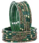 LAVAZZA Stylish Glass Bangle Set For Women and Girls For Wedding/Anniversary/Party | Indian Bangle Set | Customized Glass Bangles Fancy Bangles Green Colour Bangles for women, (Green-2.8)