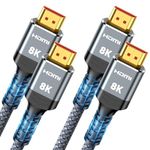 8K HDMI 2.1 Cable 2-Pack 15FT, Highwings Slim Ultra High Speed HDMI Braided Cord-48Gbps,4K@120Hz 8K@60Hz, HDCP 2.2&2.3, Dynamic HDR,eARC,DTS:X,RTX 3090,Dolby Compatible with Roku TV/HDTV/PS5/Blu-ray