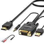 VGA to HDMI Adapter Cable 10FT/3M (Old PC to New TV/Monitor with HDMI),FOINNEX VGA to HDMI Converter Cable with Audio for Connecting Laptop with VGA(D-Sub,HD 15-pin) to New Monitor,HDTV.Male to Male…