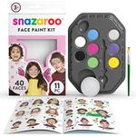 Snazaroo Fantasy Face Paint Palette Kit for Kids and Adults, 8 Colours, 11pcs, Brush, Sponge, Guide, Water Based, Easily Washable, Non-Toxic, Makeup, Body Painting and Parties, for Ages 3+