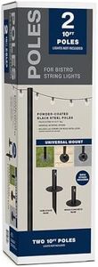 EXCELLO GLOBAL PRODUCTS Bistro String Light Poles - 2 Pack - Extends to 10 Feet - Universal Mounting Options Included