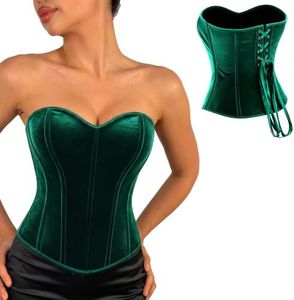 XZQTIVE Velvet Corset Top for Women, Strapless Overbust Bustier for Party