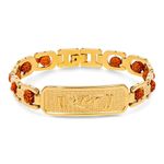 NEXSOUL™ Ram Rudraksha Bracelet for Men | Premium Men's Bracelet | 5 Mukhi Men Bracelet | Gold Plated Bracelet for Men | Spiritual Jewellery | Free size (8 Inches Long)